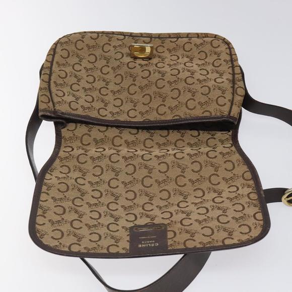 CELINE C Sulky Shoulder Bag Canvas Brown Gold Auth bs24045